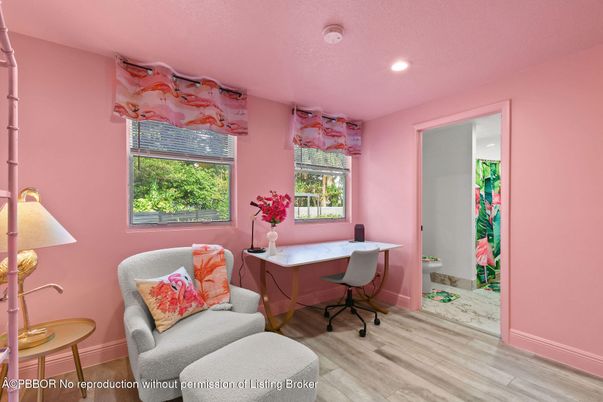 Home Office, Interior, Recessed Lighting, Wood Texture Flooring