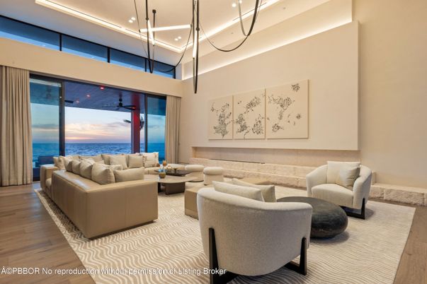 Interior, Living room, Pendant Lights, Recessed Lighting, Water, Wood Texture Flooring
