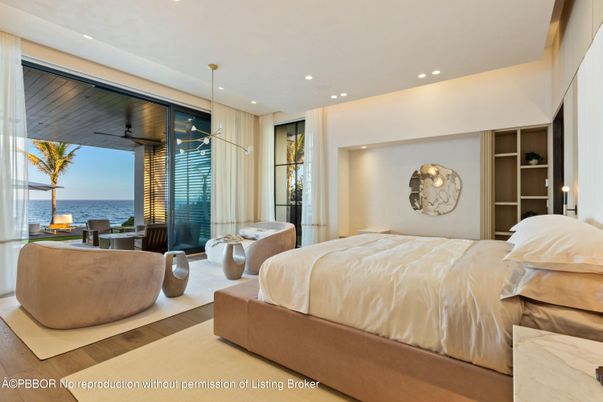 Bedroom, Interior, Pendant Lights, Recessed Lighting, Water, Wood Texture Flooring