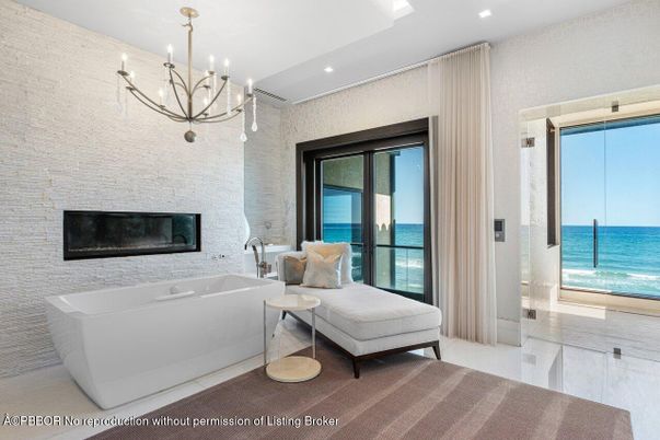 Bathroom, Chandelier, Fireplace, Free Standing Baths, Interior, Recessed Lighting, Water