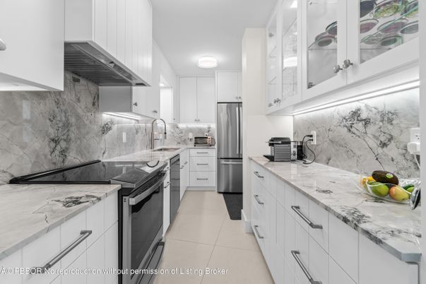 Interior, Kitchen, Marble Walls, Stainless Steel Appliances