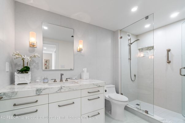 Bathroom, Glass Shower, Interior, Recessed Lighting