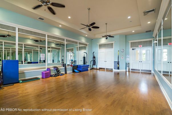 Fitness Equipment, Interior, Recessed Lighting, Wood Texture Flooring