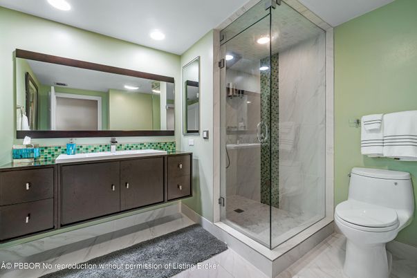 Bathroom, Glass Shower, Interior, Marble, Recessed Lighting