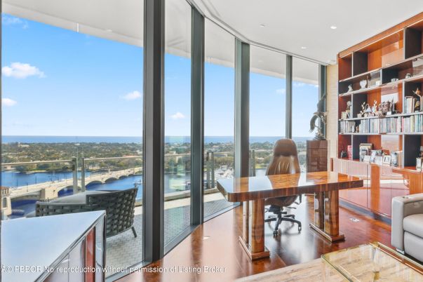 Home Office, Interior, Recessed Lighting, Water, Wood Texture Flooring