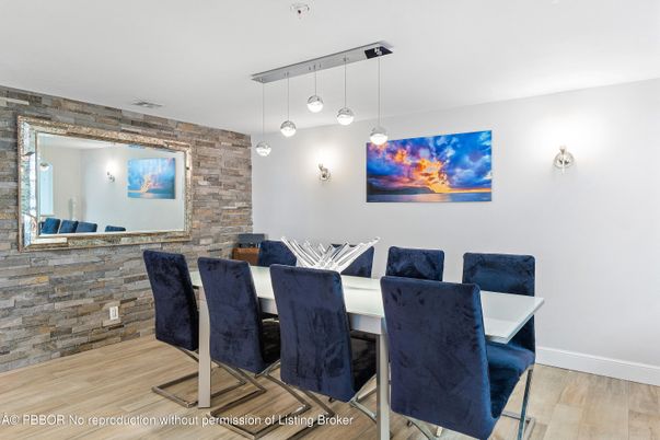 Dining room, Interior, Pendant Lights, Stone Walls, Wood Texture Flooring