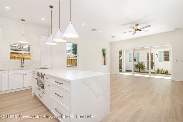 Interior, Kitchen, Pendant Lights, Recessed Lighting, Wood Texture Flooring