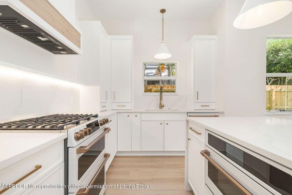 Interior, Kitchen, Pendant Lights, Stainless Steel Appliances, Wood Texture Flooring