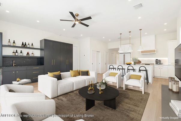 Interior, Kitchen, Living room, Pendant Lights, Recessed Lighting, Wood Texture Flooring