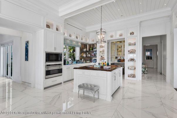 Interior, Kitchen, Marble, Pendant Lights, Recessed Lighting, Stainless Steel Appliances