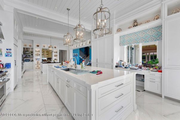 Interior, Kitchen, Marble, Pendant Lights