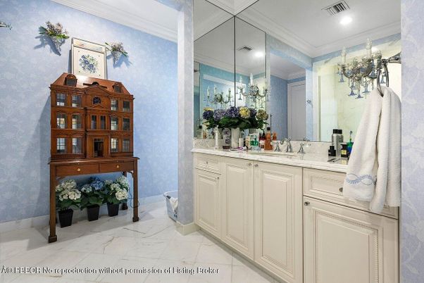 Bathroom, Dual Sink Vanities, Interior, Marble, Recessed Lighting