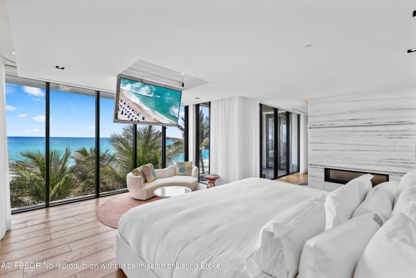 Bedroom, Interior, Recessed Lighting, Water, Wood Texture Flooring
