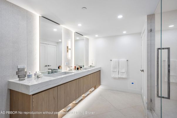 Bathroom, Dual Sink Vanities, Glass Shower, Interior, Recessed Lighting
