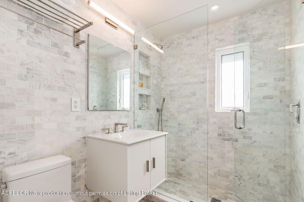 Bathroom, Glass Shower, Interior, Recessed Lighting, Stone Walls