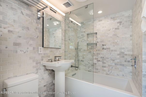 Bathroom, Glass Shower, Interior, Recessed Lighting, Stone Walls