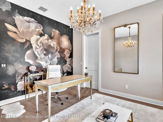 Chandelier, Home Office, Interior, Wood Texture Flooring