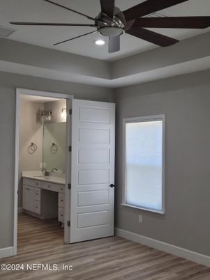 Bathroom, Interior, Recessed Lighting, Wood Texture Flooring
