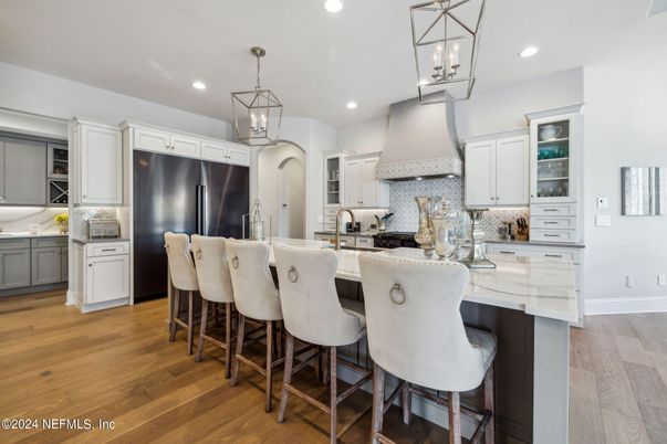 Interior, Kitchen, Pendant Lights, Recessed Lighting, Wood Texture Flooring