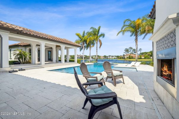 Exterior, Fireplace, Pool