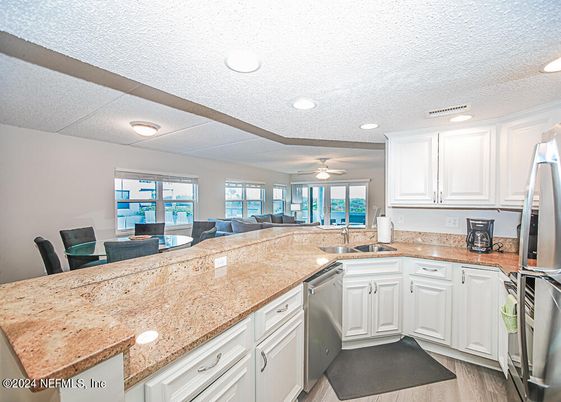 Interior, Kitchen, Recessed Lighting, Wood Texture Flooring