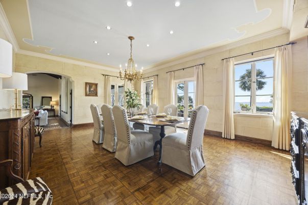 Chandelier, Dining room, Interior, Recessed Lighting