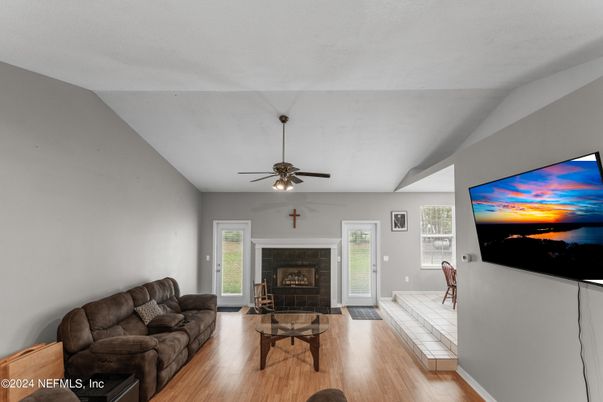 Fireplace, Interior, Living room, Wood Texture Flooring