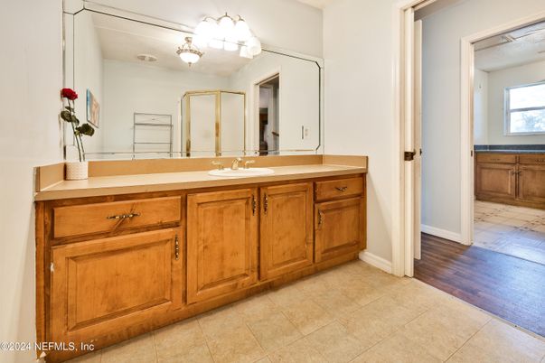 Bathroom, Dual Sink Vanities, Interior, Wood Texture Flooring