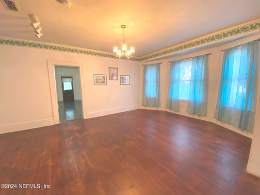 Chandelier, Empty room, Interior, Wood Texture Flooring