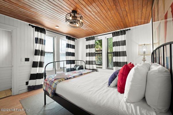 Bedroom, Interior, Wooden Ceilings, Wood Texture Flooring