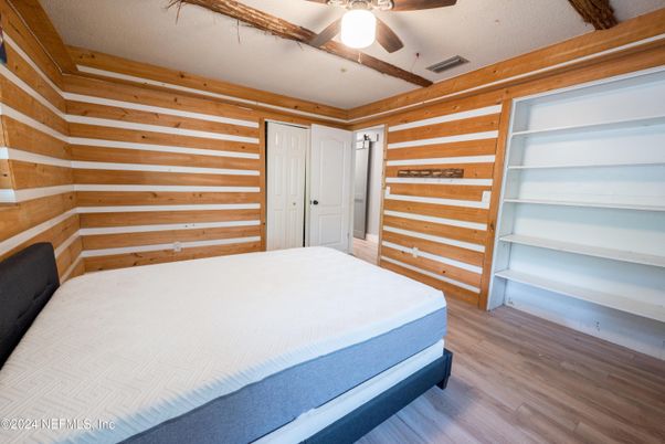 Bedroom, Interior, Wood Texture Flooring, Wooden Walls