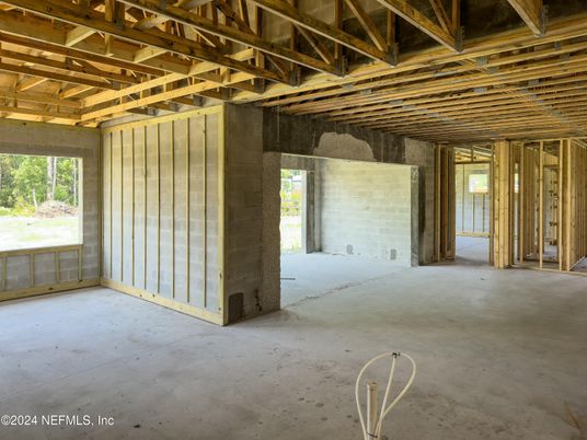 Empty room, Interior, Stone Walls, Wooden Beams