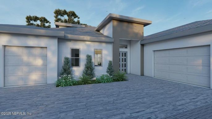Attached, Exterior, Facade, Modern