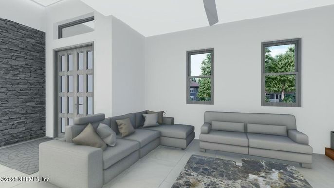 Interior, Living room, Stone Walls