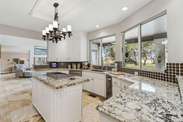 Chandelier, Interior, Kitchen, Living room, Recessed Lighting, Stainless Steel Appliances