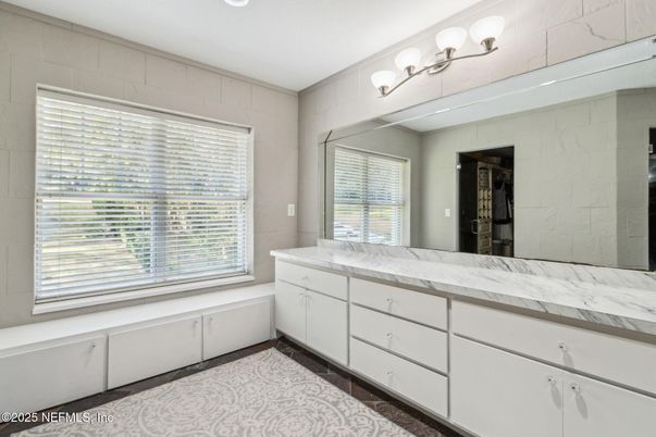 Bathroom, Interior, Marble Walls, Recessed Lighting