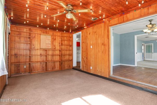 Empty room, Interior, Recessed Lighting, Wooden Ceilings, Wooden Walls