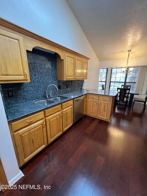 Dining room, Interior, Kitchen, Pendant Lights, Wood Texture Flooring