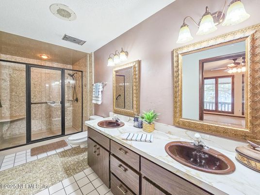 Bathroom, Dual Sink Vanities, Glass Shower, Interior
