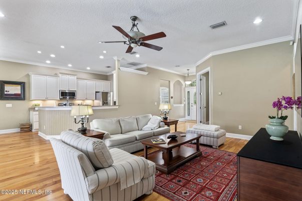 Interior, Kitchen, Living room, Pendant Lights, Recessed Lighting, Stainless Steel Appliances, Wood Texture Flooring