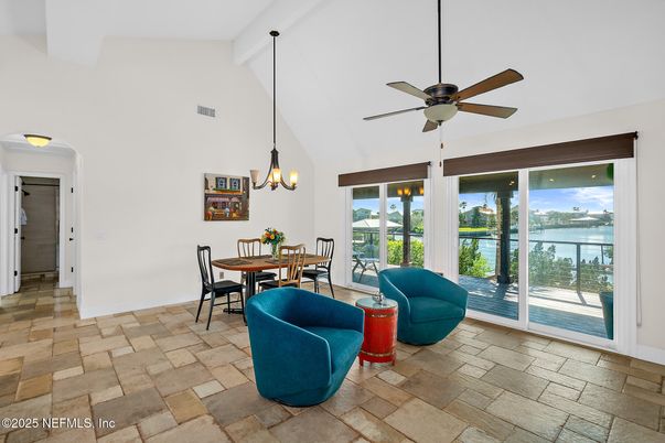 Dining room, Interior, Pendant Lights, Water