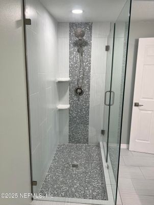 Bathroom, Glass Shower, Interior, Recessed Lighting