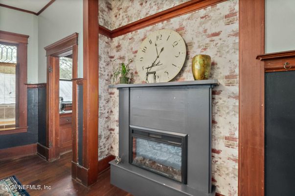 Fireplace, Interior, Wood Texture Flooring