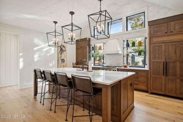 Interior, Kitchen, Pendant Lights, Wood Texture Flooring