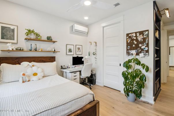 Bedroom, Home Office, Interior, Recessed Lighting, Wood Texture Flooring