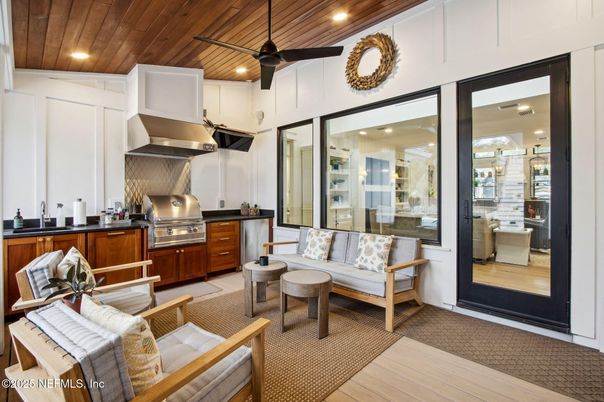 Interior, Recessed Lighting, Stainless Steel Appliances, Wooden Ceilings, Wood Texture Flooring