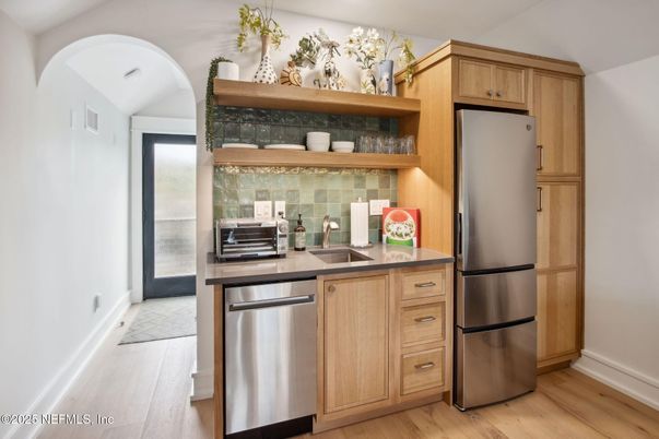 Interior, Kitchen, Stainless Steel Appliances, Wood Texture Flooring