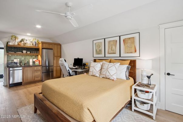 Bedroom, Home Office, Interior, Recessed Lighting, Wood Texture Flooring