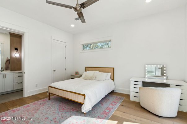 Bedroom, Home Office, Interior, Recessed Lighting, Wood Texture Flooring