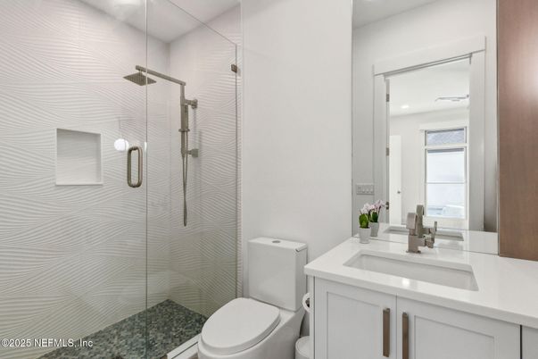 Bathroom, Glass Shower, Interior, Recessed Lighting